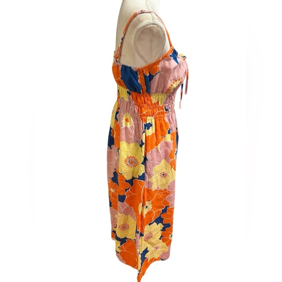 RAILS Octavia linen midi Dress | boho retro Flower Power sundress Sz Medium - Picture 5 of 7